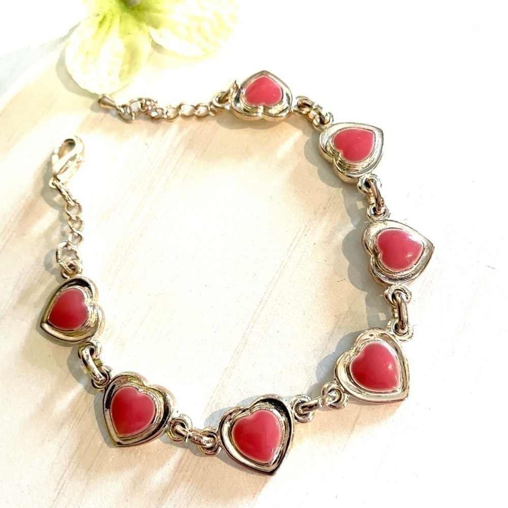 Vintage Heart Rose Tone with Silver Bracelet